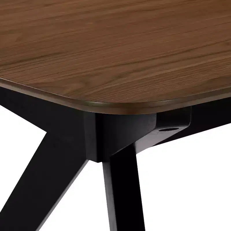 Contemporary Wood Dining Table with Cross-Leg Pedestal Base