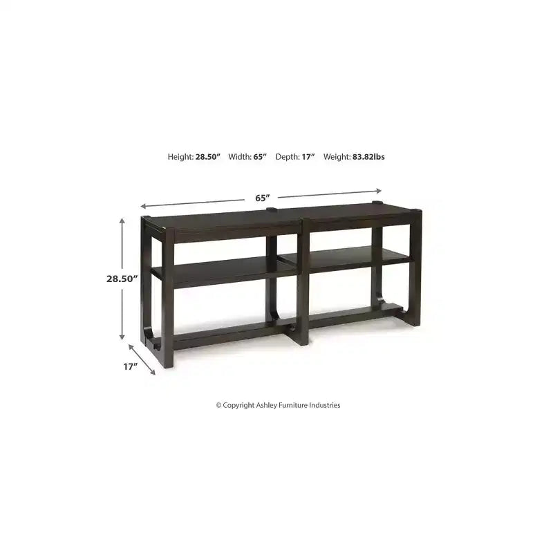 Modern Console Sofa Table with Adjustable Shelves, Dark Brown