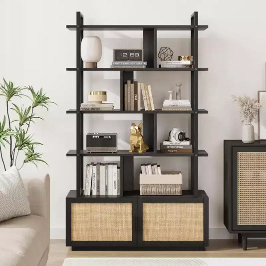 Bibliothèque industrielle avec armoire de rangement, étagère ouverte à 4 niveaux, étagère de présentation, 180 cm de haut, pour chambre, salon, bureau, marron
