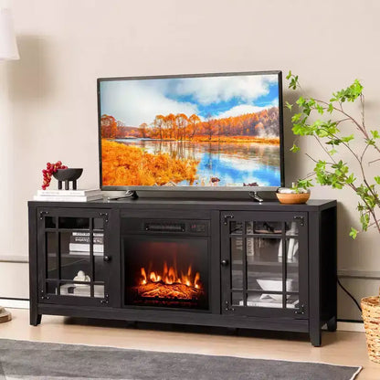 58" Fireplace TV Stand for TVs up to 65" with 1400W Electric Fireplace Insert