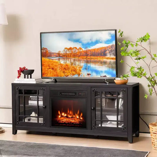 58" Fireplace TV Stand for TVs up to 65" with 1400W Electric Fireplace Insert