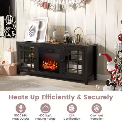 58" Fireplace TV Stand for TVs up to 65" with 1400W Electric Fireplace Insert