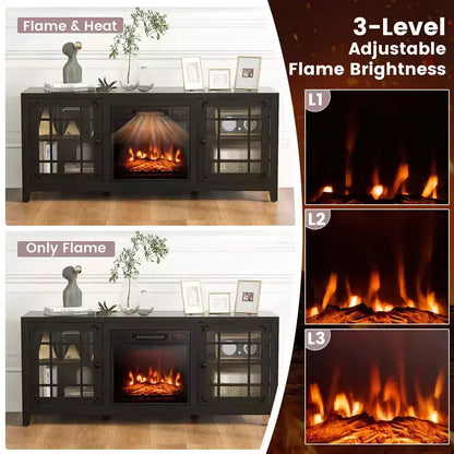 58" Fireplace TV Stand for TVs up to 65" with 1400W Electric Fireplace Insert