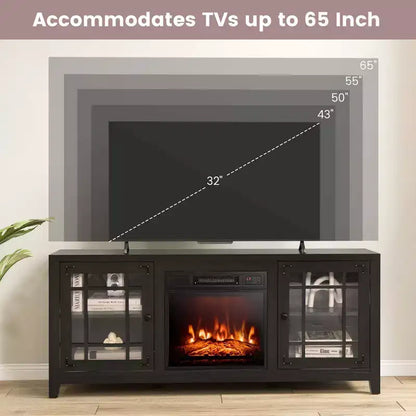 58" Fireplace TV Stand for TVs up to 65" with 1400W Electric Fireplace Insert