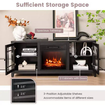 58" Fireplace TV Stand for TVs up to 65" with 1400W Electric Fireplace Insert