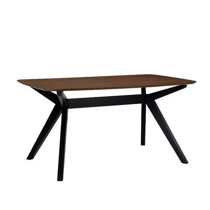 Contemporary Wood Dining Table with Cross-Leg Pedestal Base