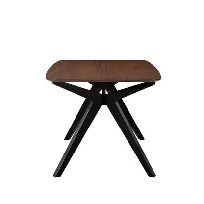 Contemporary Wood Dining Table with Cross-Leg Pedestal Base