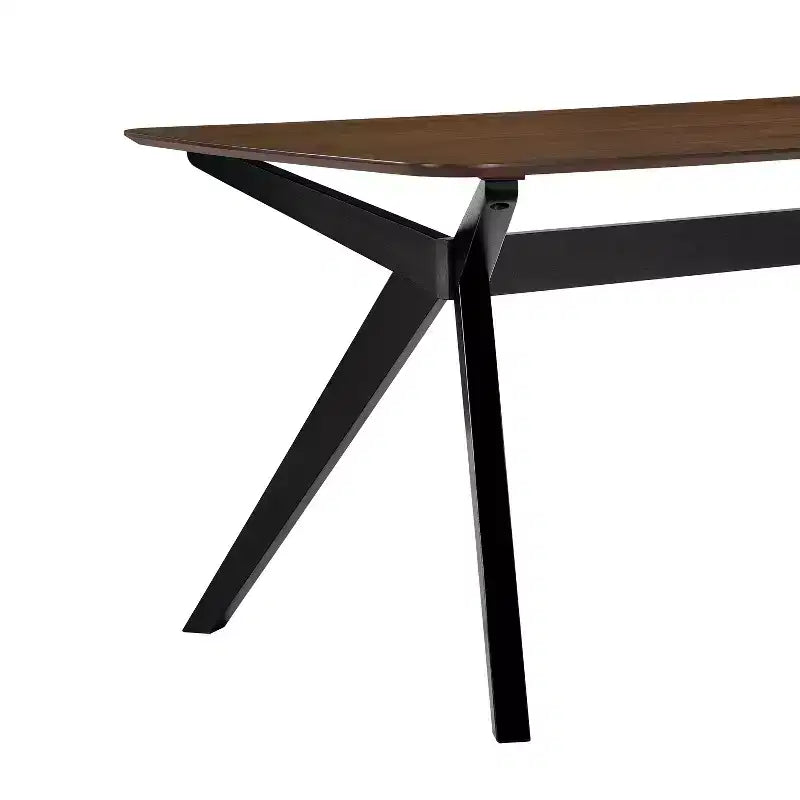 Contemporary Wood Dining Table with Cross-Leg Pedestal Base