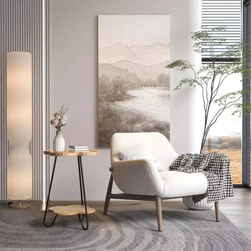 Round Accent End Table for Living Room & Bedroom, Modern Side Table