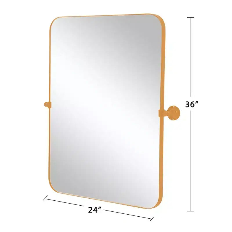 Iron Round Corner Rectangular Gold Metal Hanging Mirror 91x61x4cm
