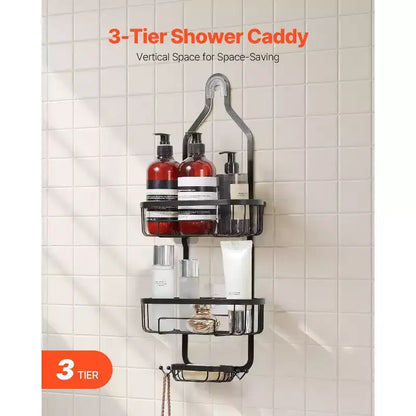 3-Tier Over the Shower Head Caddy Hanging Organizer with Hooks Rust-Resistant