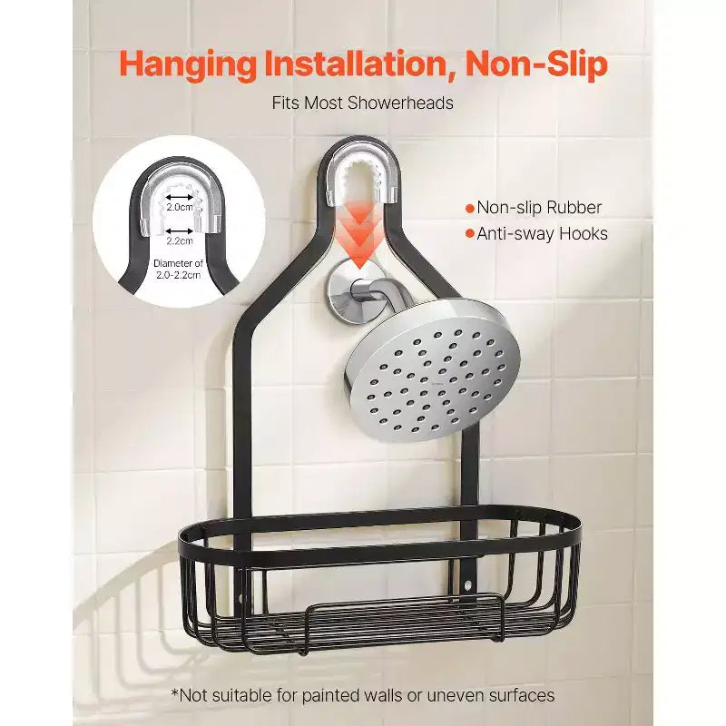 3-Tier Over the Shower Head Caddy Hanging Organizer with Hooks Rust-Resistant