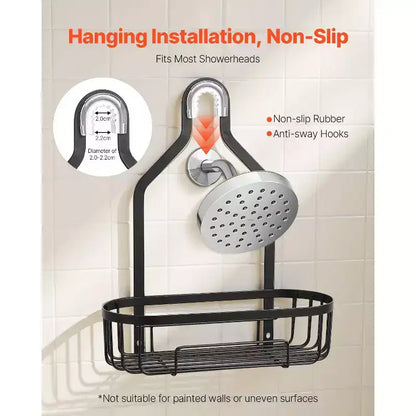 3-Tier Over the Shower Head Caddy Hanging Organizer with Hooks Rust-Resistant