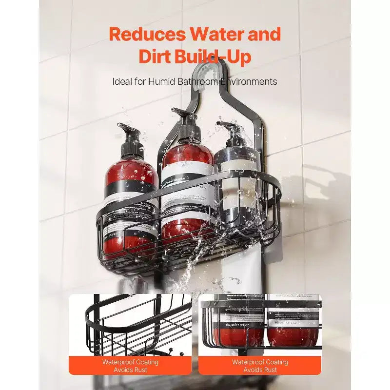 3-Tier Over the Shower Head Caddy Hanging Organizer with Hooks Rust-Resistant