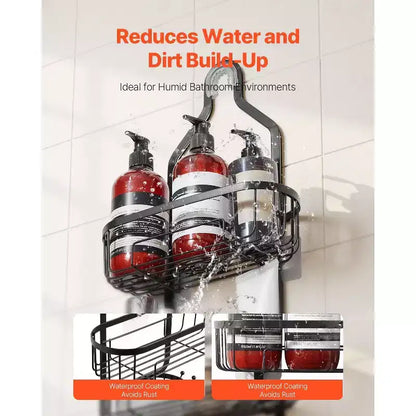 3-Tier Over the Shower Head Caddy Hanging Organizer with Hooks Rust-Resistant