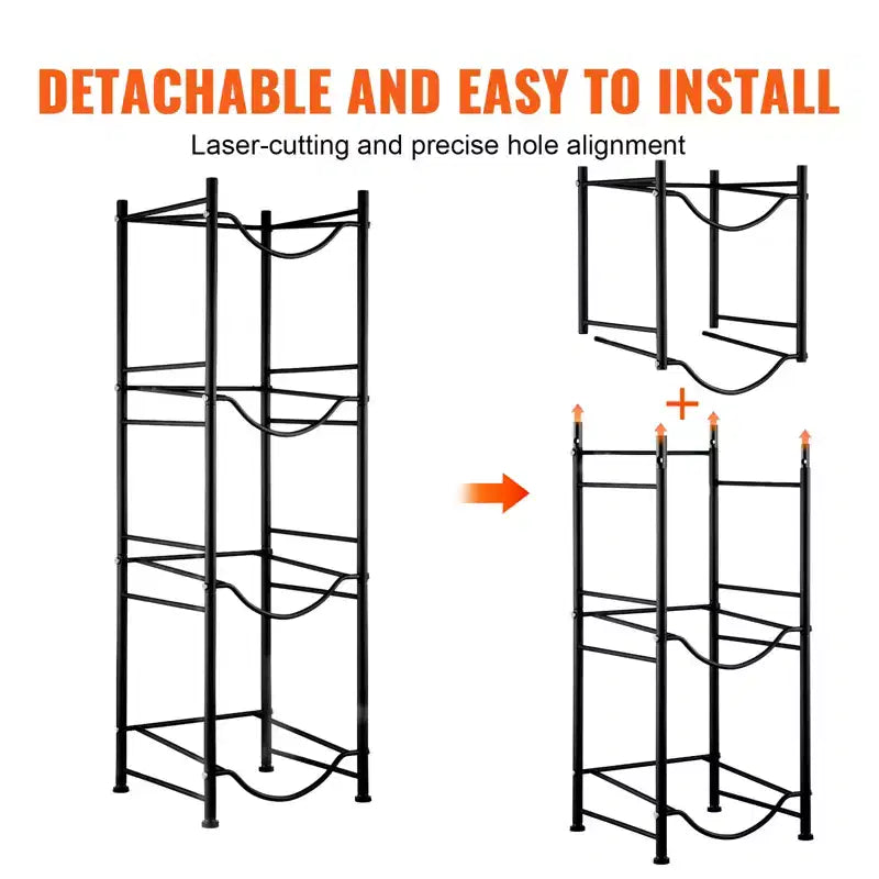 4-Tier Heavy Duty Water Jug Rack for 4 x 5-Gallon Bottles, Single Row