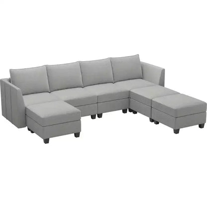 Large U-Shaped Chenille Modular Sectional Sofa with Storage & 7-Seat Chaise
