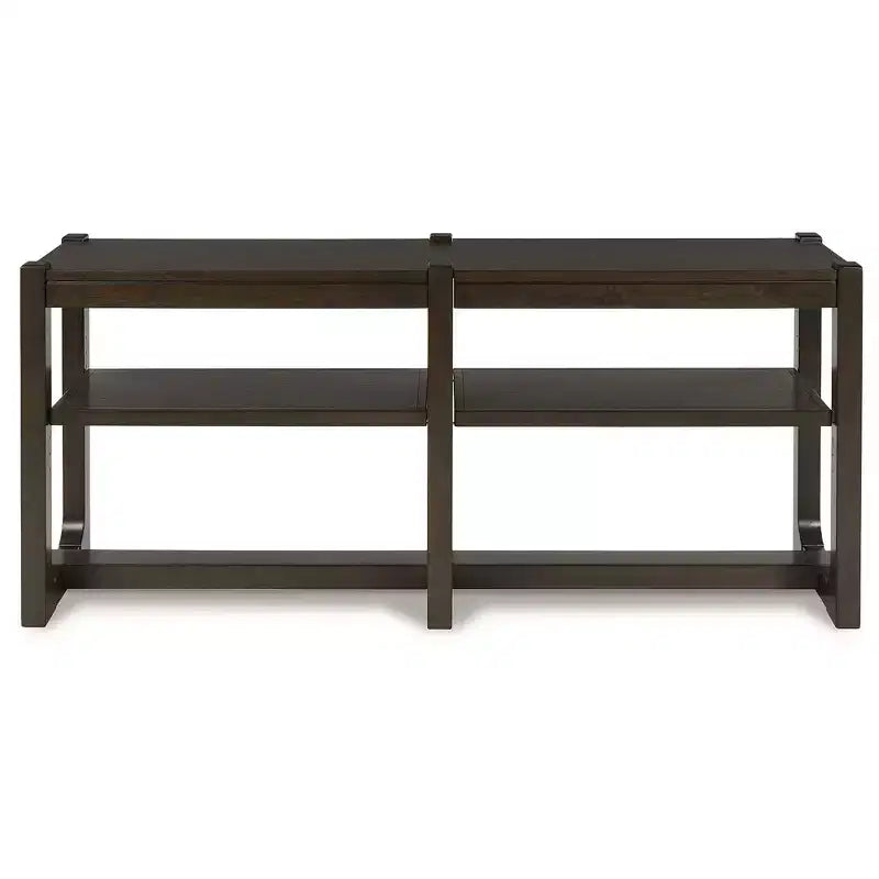Modern Console Sofa Table with Adjustable Shelves, Dark Brown