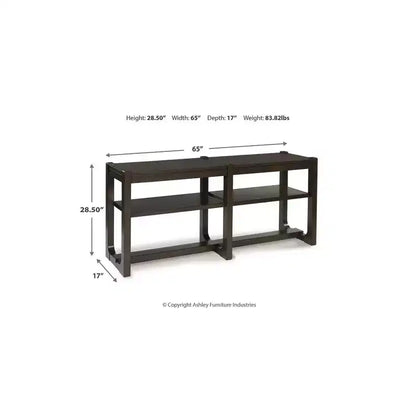 Modern Console Sofa Table with Adjustable Shelves, Dark Brown