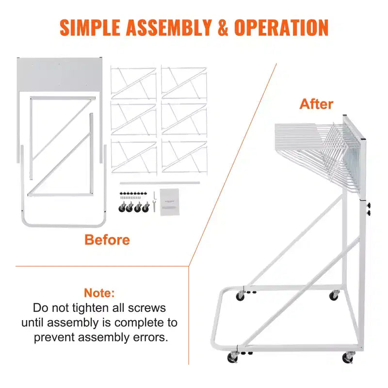 Mobile Blueprint Storage Rack with 12 Pivot Brackets, Adjustable Height & Length