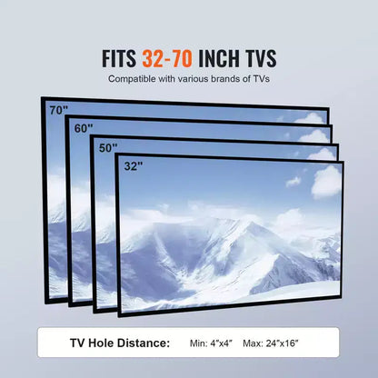 Mobile TV Stand for 32"-70" TVs, Height Adjustable with Wheels & Double Tray