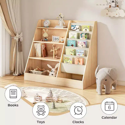4-Tier Kids Bookshelf & Toy Storage Organizer for Playroom & Bedroom