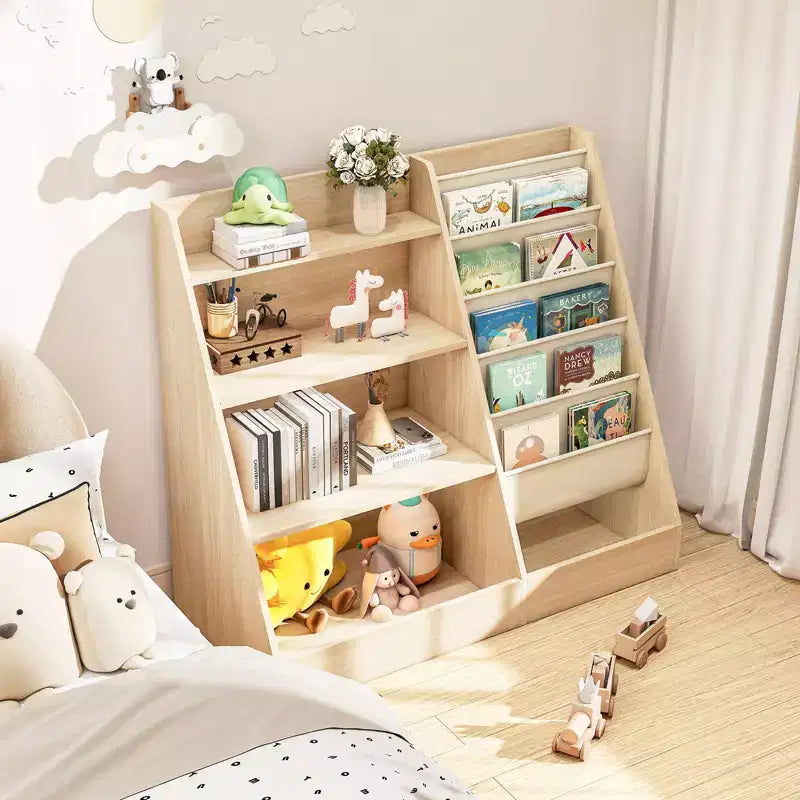 4-Tier Kids Bookshelf & Toy Storage Organizer for Playroom & Bedroom