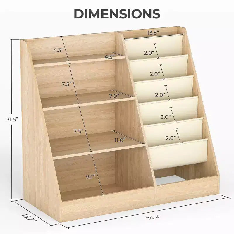 4-Tier Kids Bookshelf & Toy Storage Organizer for Playroom & Bedroom