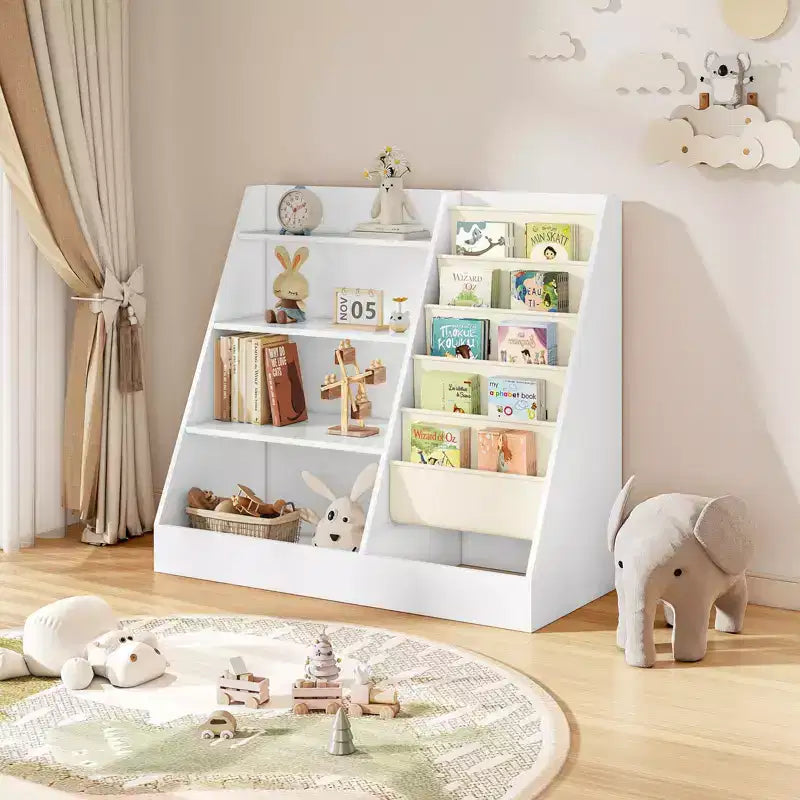 4-Tier Kids Bookshelf & Toy Storage Organizer for Playroom & Bedroom