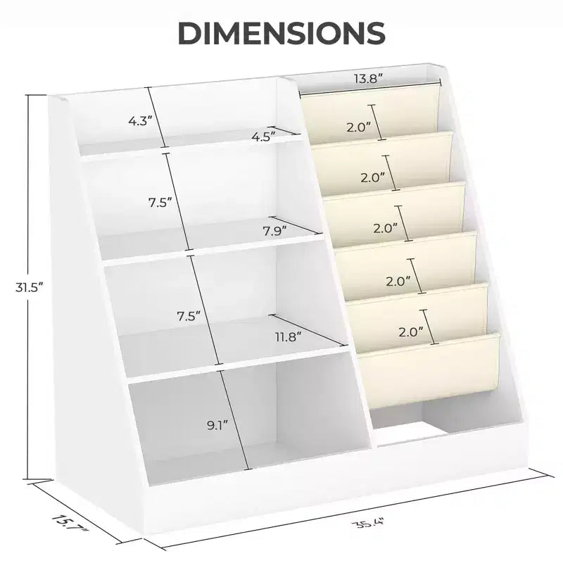 4-Tier Kids Bookshelf & Toy Storage Organizer for Playroom & Bedroom
