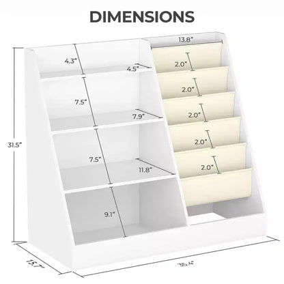 4-Tier Kids Bookshelf & Toy Storage Organizer for Playroom & Bedroom