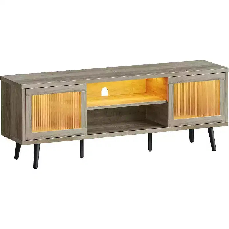 63" Modern TV Stand with LED Lights & Cable Management for TVs up to 70"