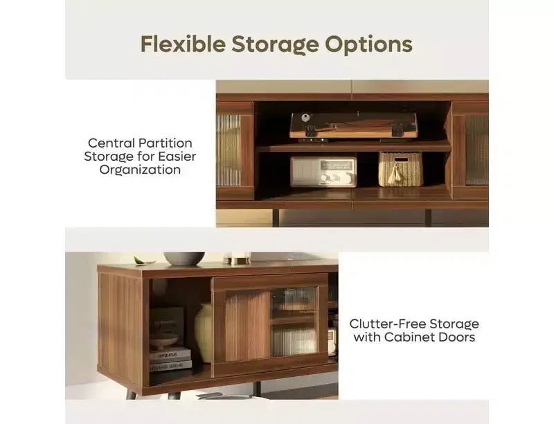 63" Modern TV Stand with LED Lights & Cable Management for TVs up to 70"