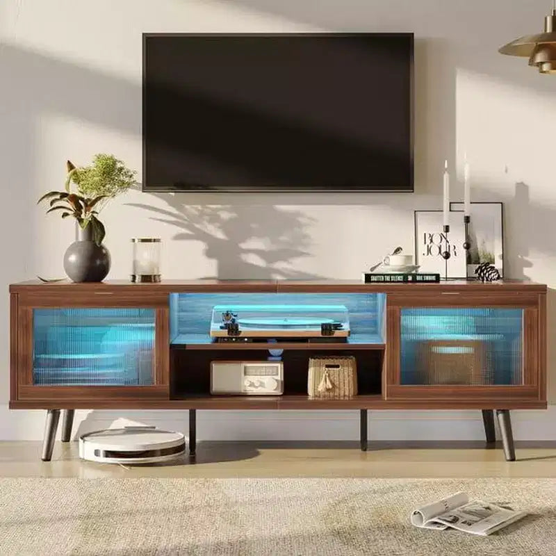 63" Modern TV Stand with LED Lights & Cable Management for TVs up to 70"