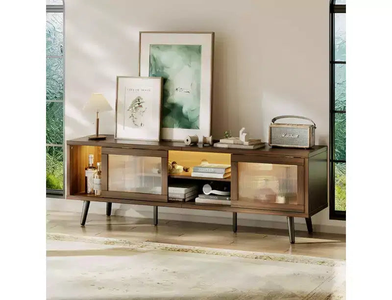 63" Modern TV Stand with LED Lights & Cable Management for TVs up to 70"