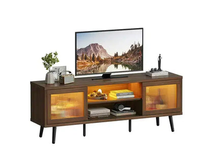63" Modern TV Stand with LED Lights & Cable Management for TVs up to 70"