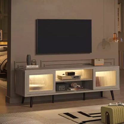 63" Modern TV Stand with LED Lights & Cable Management for TVs up to 70"