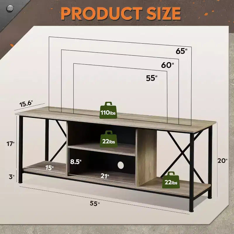 TV Stand for 55 65 Inch TV,Entainment Center with Storage, TV Console for Bedroom and Living Room