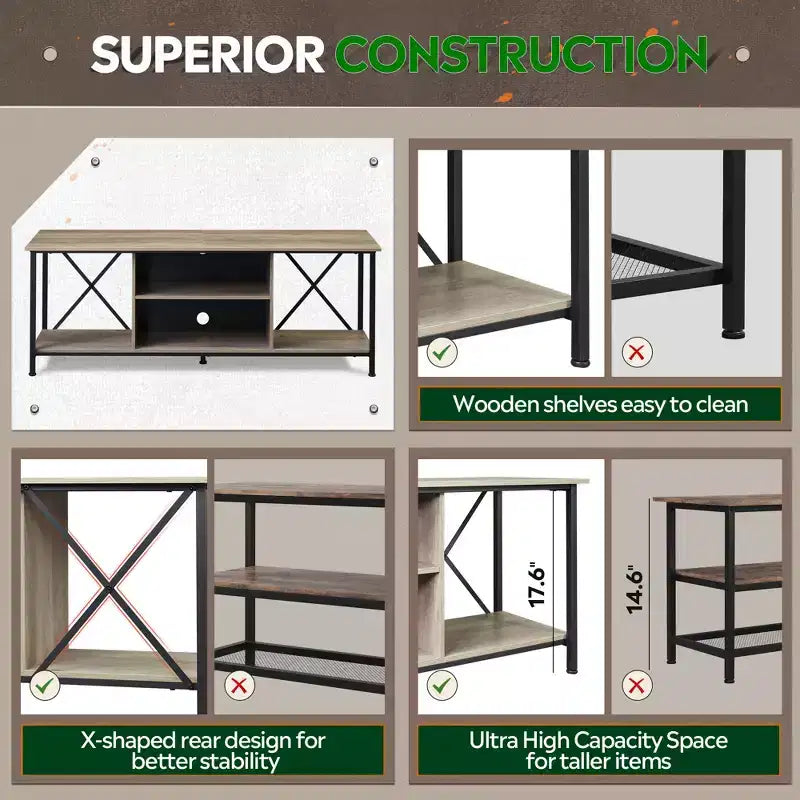 TV Stand for 55 65 Inch TV,Entainment Center with Storage, TV Console for Bedroom and Living Room