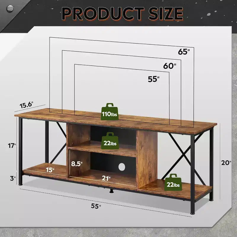 TV Stand for 55 65 Inch TV,Entainment Center with Storage, TV Console for Bedroom and Living Room