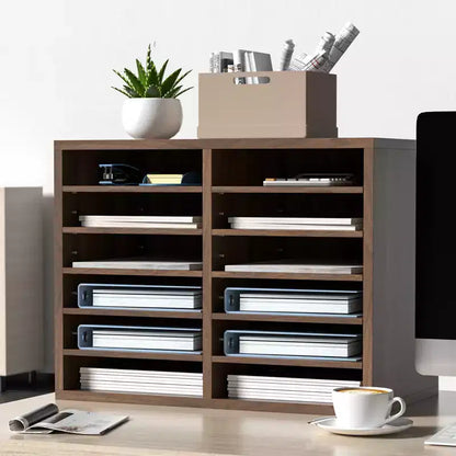 12-Compartment Wood Literature Organizer with Adjustable Shelves, EPA Certified