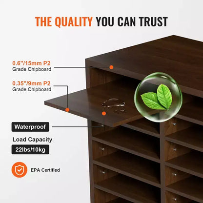 12-Compartment Wood Literature Organizer with Adjustable Shelves, EPA Certified