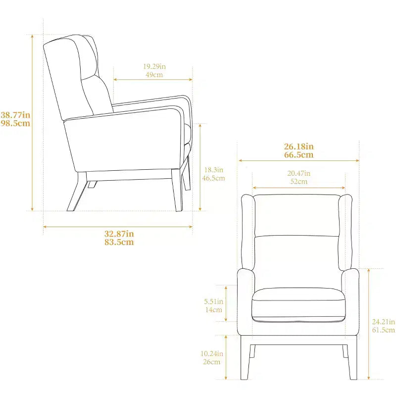 Modern High Back Accent Chair with Upholstered Seat for Living Room & Bedroom