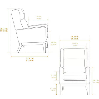 Modern High Back Accent Chair with Upholstered Seat for Living Room & Bedroom
