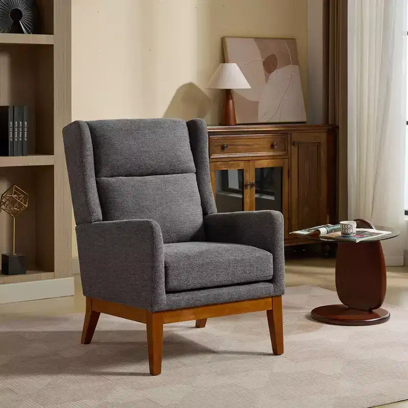 Modern High Back Accent Chair with Upholstered Seat for Living Room & Bedroom