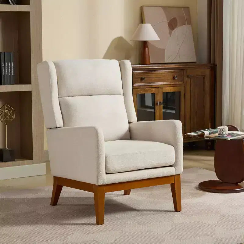 Okak Modern Accent Chair with Comfy Upholstery 1pc Solid Wood Stylish High Back Single Sofa for Living Room Bedroom Reading Room