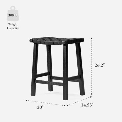 Backless Counter Stool with Faux Leather Seat, 25" Height