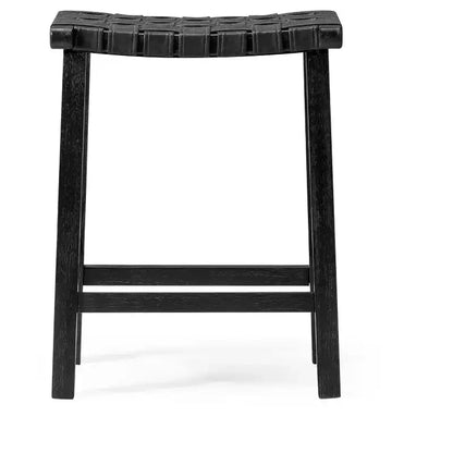 Backless Counter Stool with Faux Leather Seat, 25" Height