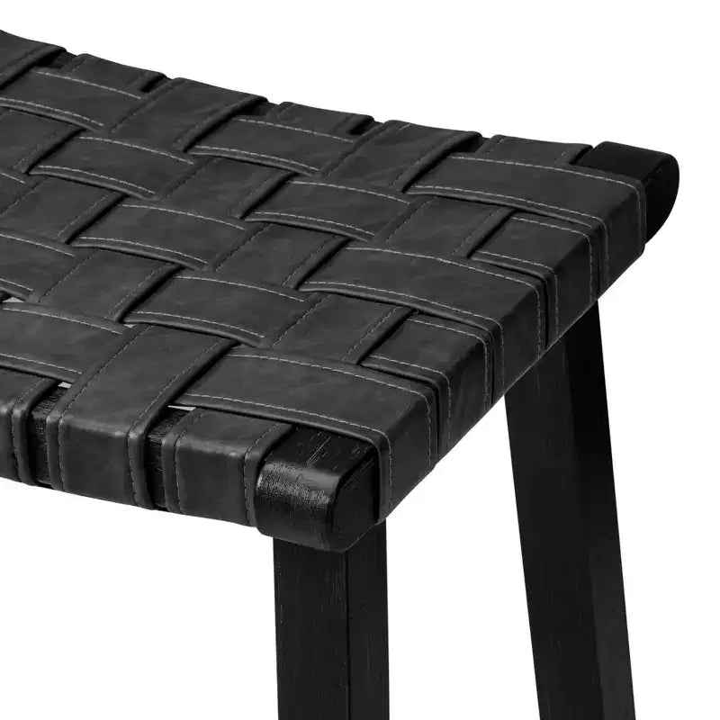 Backless Counter Stool with Faux Leather Seat, 25" Height