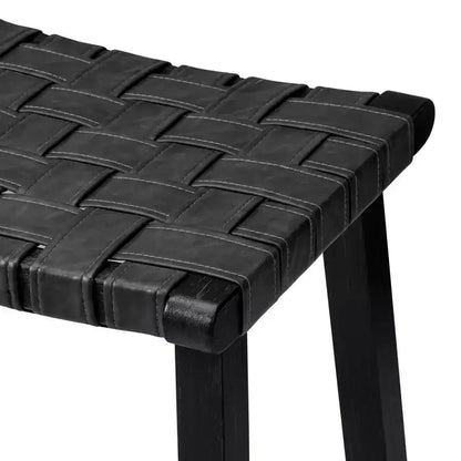 Backless Counter Stool with Faux Leather Seat, 25" Height